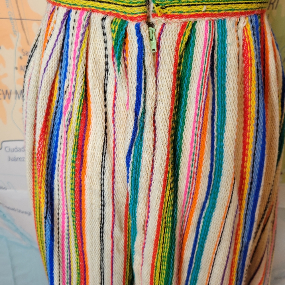 Vintage 1970s Hand Sewn Striped Long Maxi Skirt Surfer Girl Bohemian - Picture 7 of 13